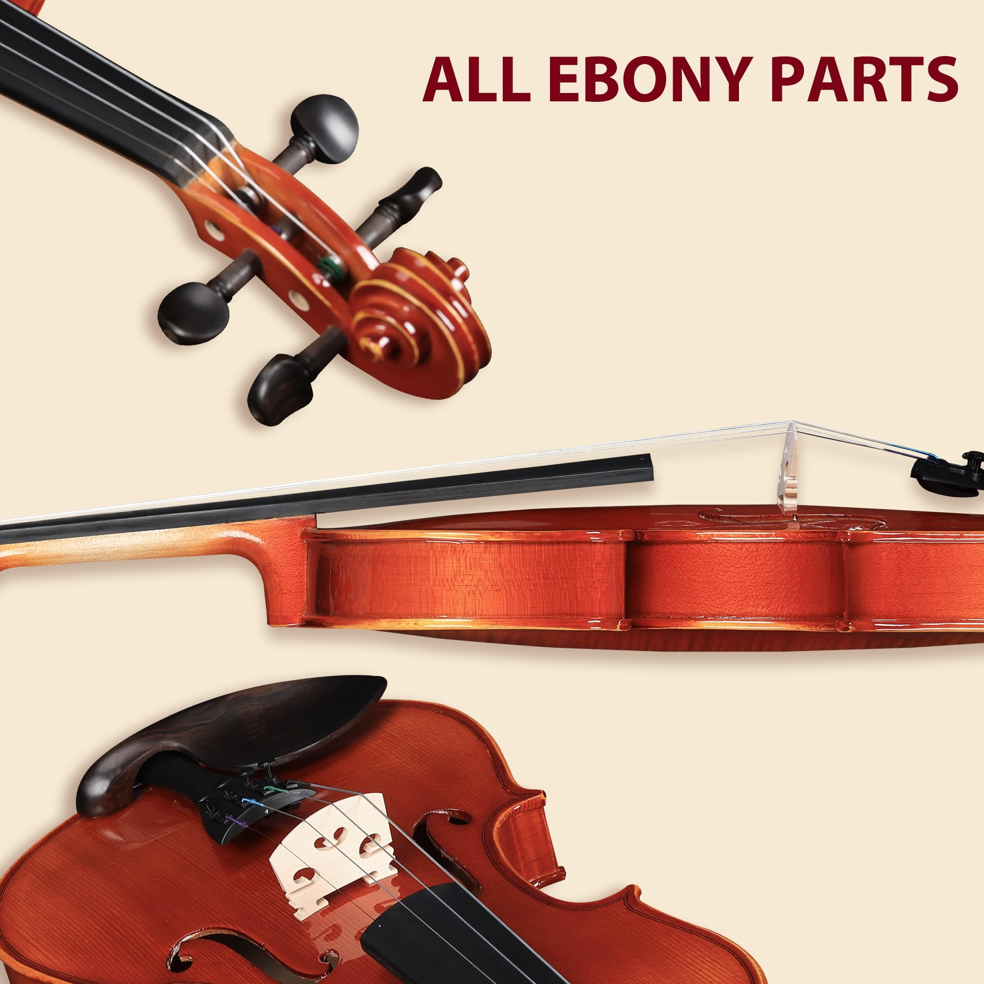 Amazon.com: Aileen 4/4 Violin Set, Full Size Solidwood Fiddle for
